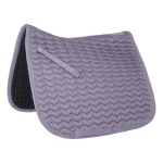 Purple horse saddle pad with textured surface and black underside