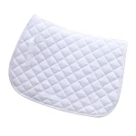 White quilted horse saddle pad with adjustable straps for secure fitting