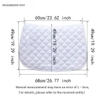 White horse saddle pad with detailed measurements displayed in inches
