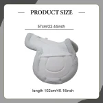 White horse saddle pad with measurements displayed, 57cm by 102cm.