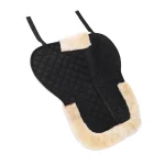 Black horse saddle pad with soft fleece lining and adjustable straps