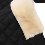 Black horse saddle pad with soft cream fleece lining detail