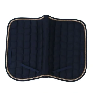 Navy horse saddle pad with quilted design and contrasting trim